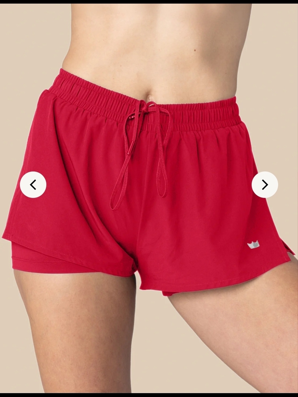 SHEFIT Red Layered Athletic Shorts with Drawstring